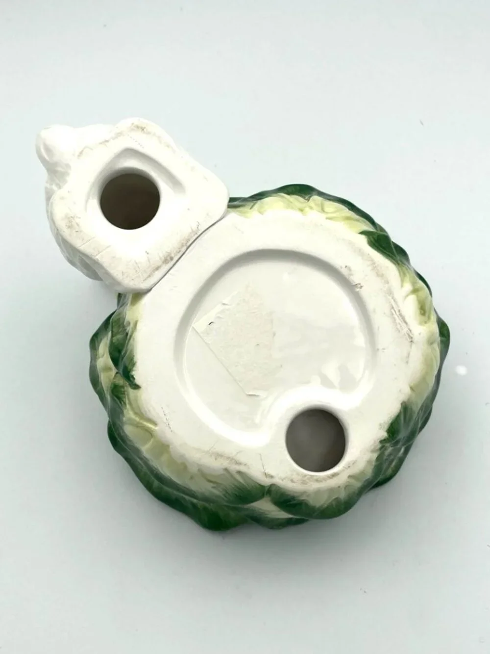 Department 56 Easter Ceramic White Rabbit Cabbage Leaf Candy‎ Dish Figural